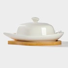 Маслёнка BellaTenero «Эстет. Сердце», 17×12.5×8 см, на бамбуковой подставке, фарфор, белая - Фото 3