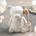 Ёмкость для мёда с ложкой Доляна «Мишка», 280 мл, цвет белый - Фото 1