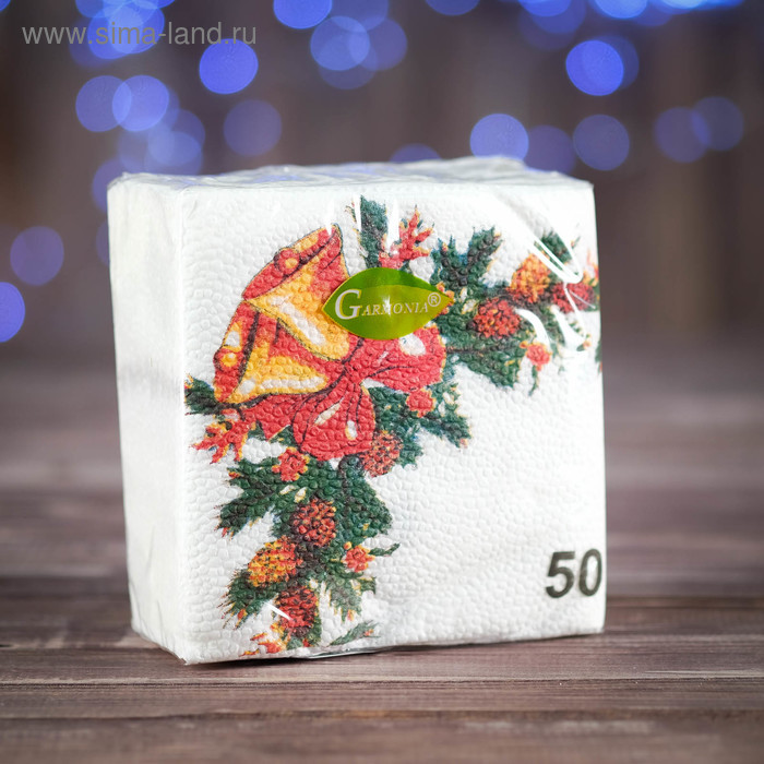 Новогодние Новогодние салфетки бумажные "Гармония цвета многоцветие. Новогодний кант", 24*24 см, 50 листов 3844016 4 - Фото 1