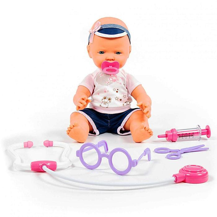 Пупс «Весёлый», с соской и набором доктора, 4 предмета, 35 см 45865