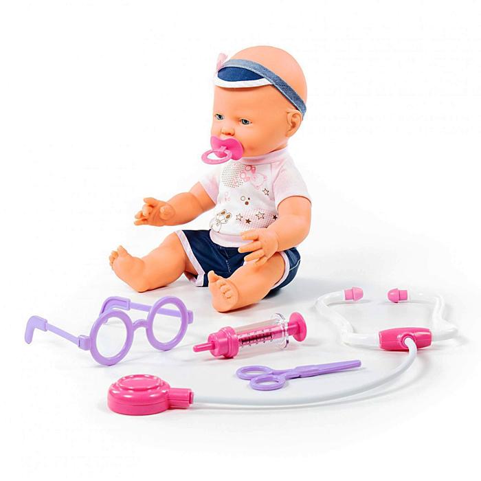 Пупс «Весёлый», с соской и набором доктора, 4 предмета, 35 см 45865