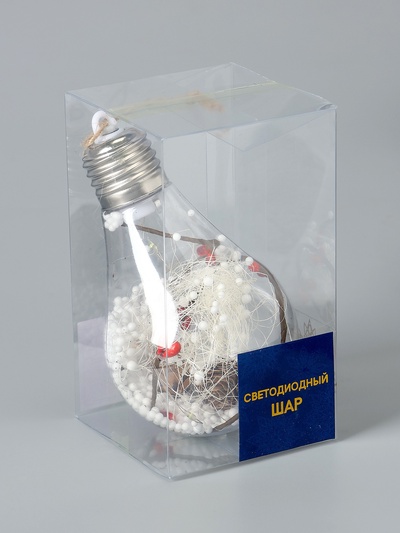 Ёлочный шар «Шишки», 5 LED, от батареек, свечение белое
