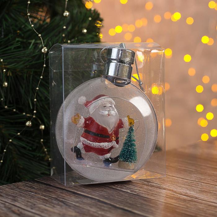 Ёлочный шар «Дед Мороз», батарейки, 5 LED, свечение тёплое белое - фото 1877538559