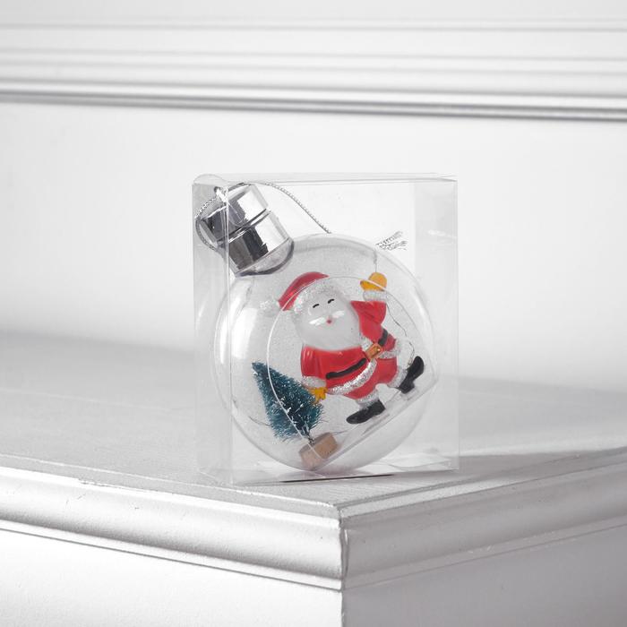 Ёлочный шар «Дед Мороз», батарейки, 5 LED, свечение тёплое белое - фото 1896765374