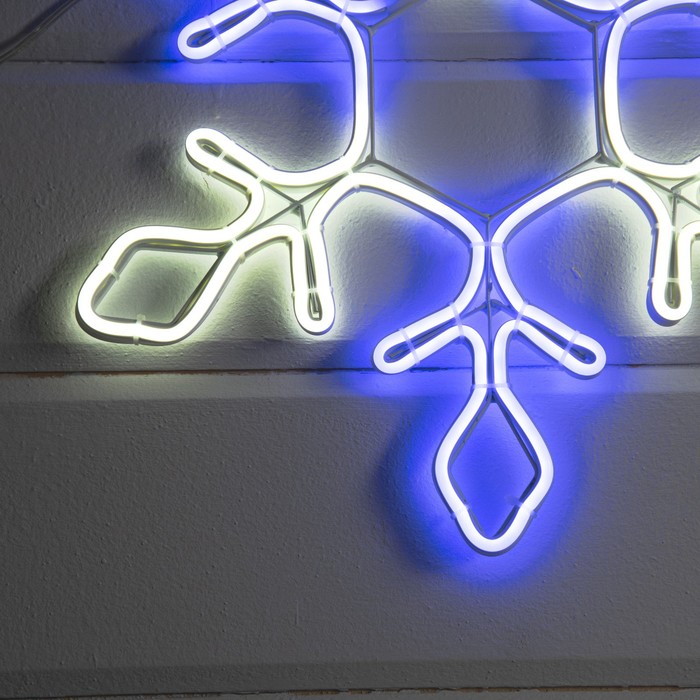 Неоновая фигура «Снежинка», 37 см, 288 LED, 12 В, 8 режимов, свечение синее/белое - фото 1908496243
