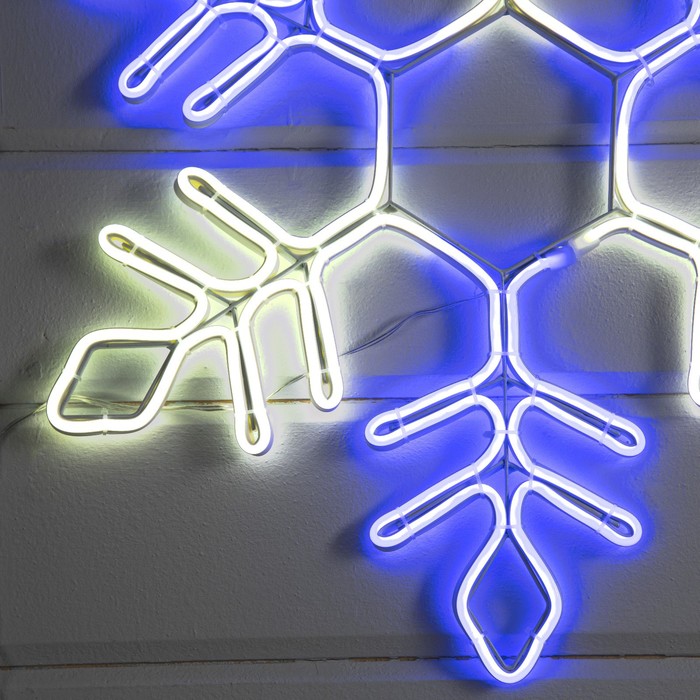 Неоновая фигура «Снежинка», 57 см, 576 LED, 12 В, 8 режимов, свечение синее/белое - фото 1908496249