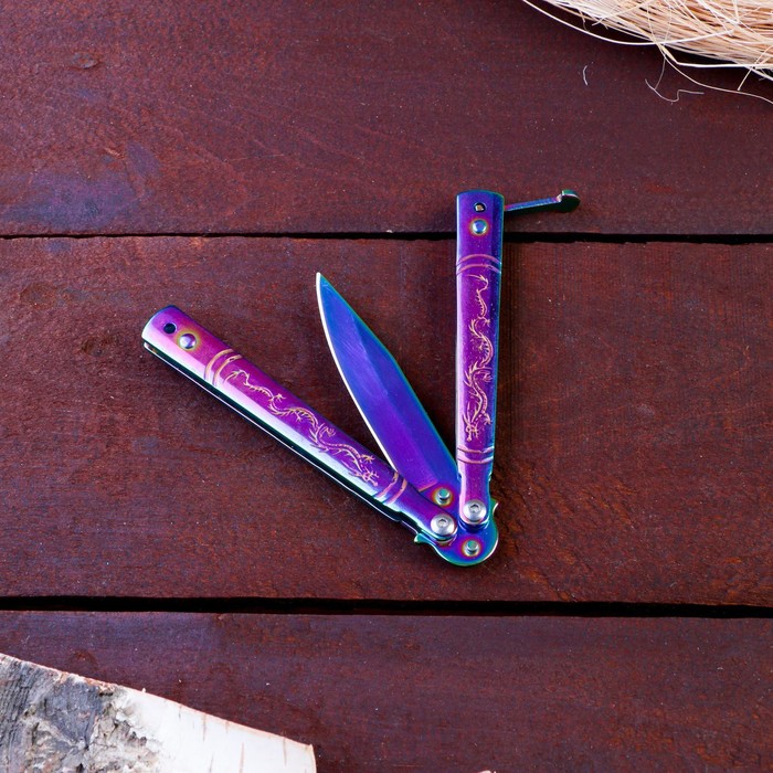 Нож-бабочка "Фиолет" 16,3см, клинок 74мм/1,4мм - фото 1927499352
