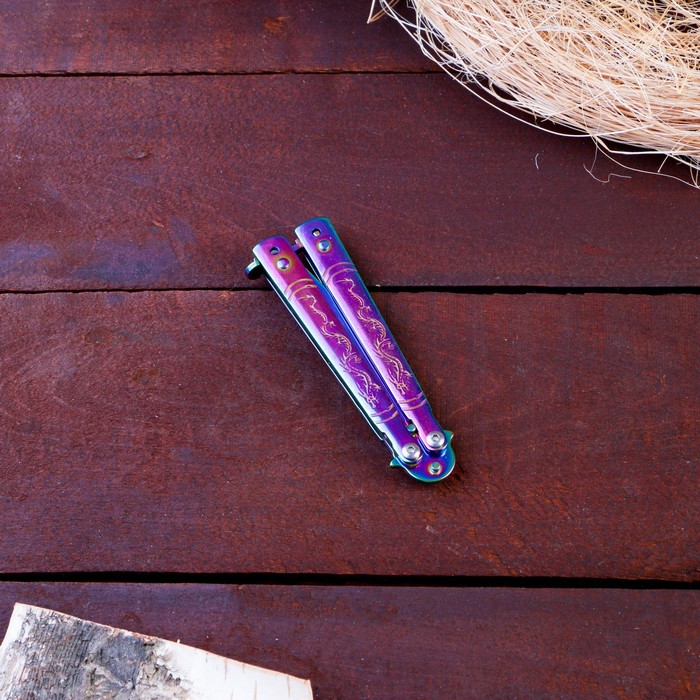 Нож-бабочка "Фиолет" 16,3см, клинок 74мм/1,4мм - фото 1927499353