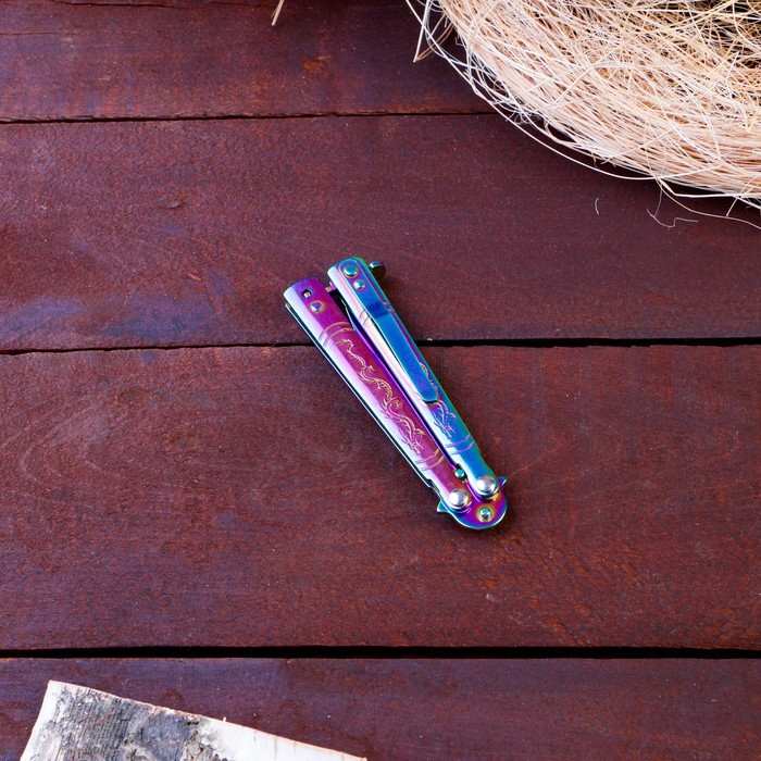 Нож-бабочка "Фиолет" 16,3см, клинок 74мм/1,4мм - фото 1927499354