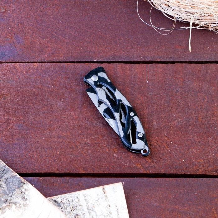 Нож складной "Камуфляж черный" 15,4см, клинок 64мм/1мм - фото 1908496347