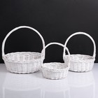 Корзина плетёная для хранения Abigail, ива, овальная, белая, набор 3 шт. - Фото 1