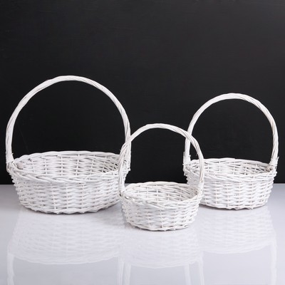 Корзина плетёная для хранения Abigail, ива, овальная, белая, набор 3 шт.