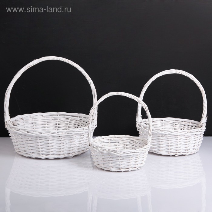 Корзина плетёная для хранения Abigail, ива, овальная, белая, набор 3 шт. - Фото 1