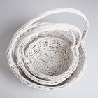 Корзина плетёная для хранения Abigail, ива, овальная, белая, набор 3 шт. - Фото 3