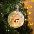 Ёлочный шар «Снеговик», батарейки, 5 LED, свечение тёплое белое - фото 2891465