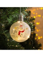 Ёлочный шар «Снеговик», 5 LED, от батареек, свечение тёплое белое - фото 6568335