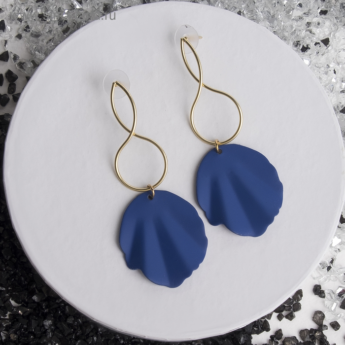 Серьги металл «Море», цвет синий в золоте - Фото 1