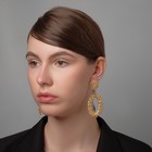 Серьги висячие «Рифы» овальные, цвет розовое золото, 8 см (комплект 2 шт) - фото 25562279