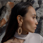 Серьги висячие «Рифы» овальные, цвет розовое золото, 8 см (комплект 2 шт) - фото 25562280