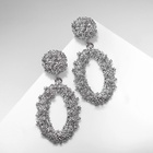 Серьги висячие «Рифы» овальные, цвет серебро, 8см (комплект 2 шт) - фото 31090102