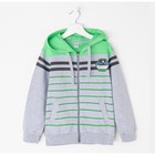 Толстовка для мальчика, цвет серый меланж/зелёный, рост 152-158 (42) - Фото 1