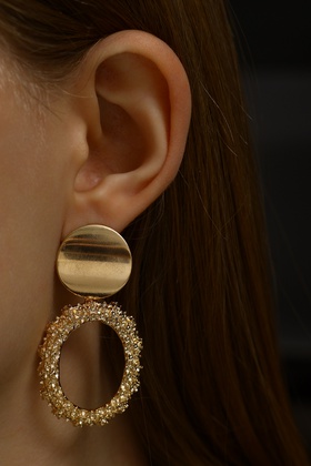 Серьги металл «Эврика» овальные, цвет золото