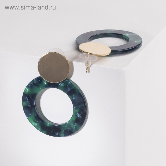 Серьги пластик «Леди» акварель, цвет зелёный в золоте - Фото 1