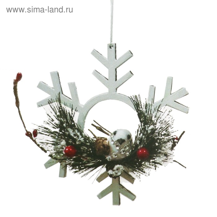 Набор для творчества - создай ёлочное украшение «Снежинка с птичкой», цвет белый - Фото 1