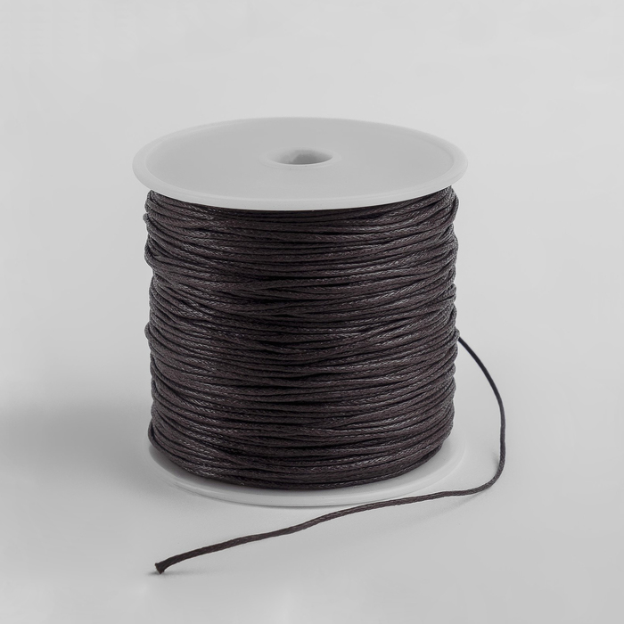 Шнур вощеный из полиэстера d=1 мм, L=65-70 м, коричневый - Фото 1