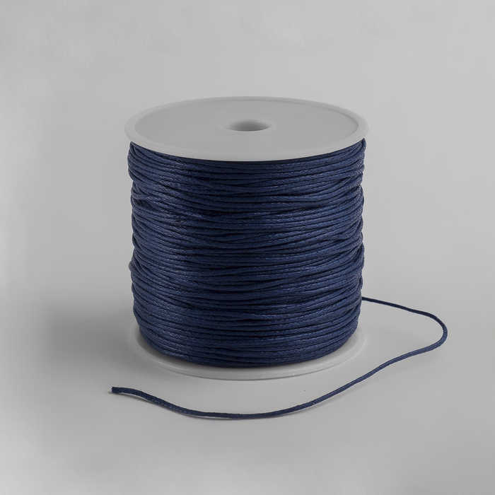 Шнур вощеный из полиэстера d=1 мм, L=70 м, цвет синий - Фото 1