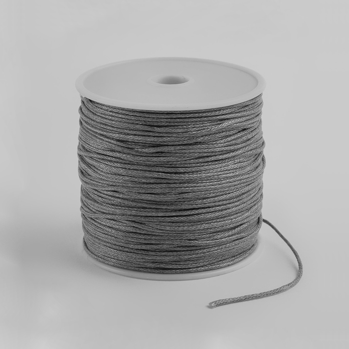 Шнур вощеный из полиэстера d=1 мм, L=70 м, цвет серый - Фото 1