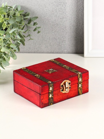 Шкатулка для украшений «Сундучок. Герцог», дерево, состаренная, с заклёпками 5.5×13×10.2 см