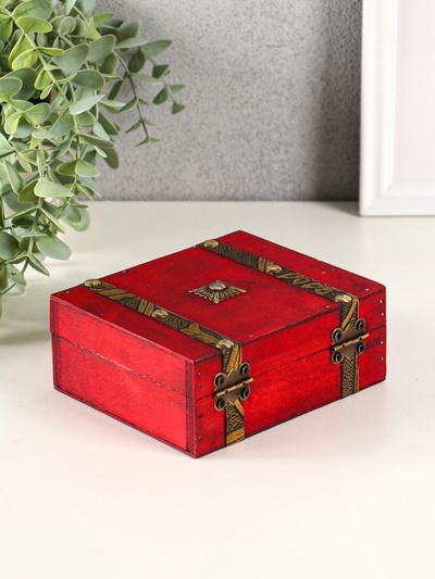 Шкатулка для украшений «Сундучок. Герцог», дерево, состаренная, с заклёпками 5.5×13×10.2 см