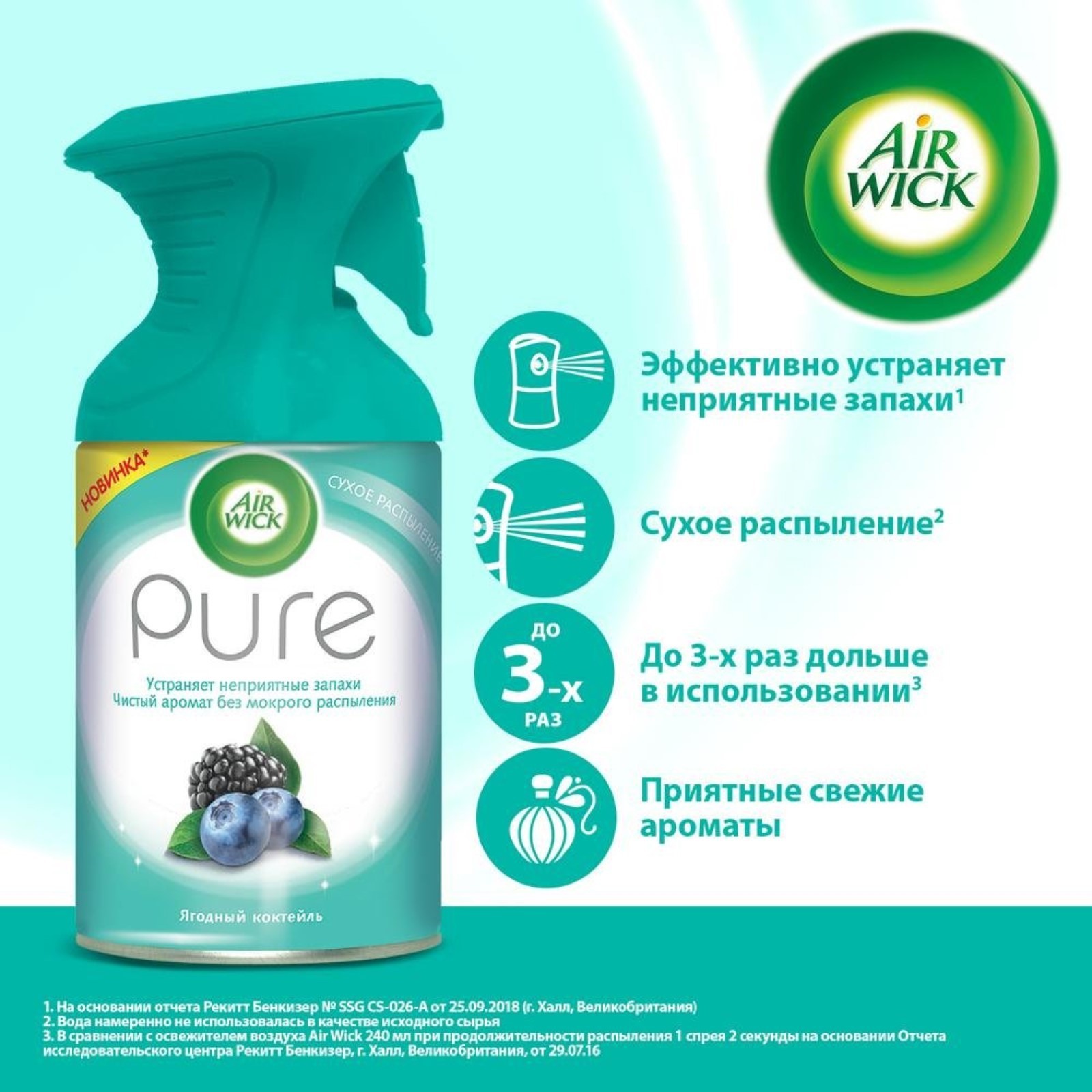 Освежитель воздуха Airwick Pure «Ягодный коктейль», 250 мл (4632323) -  Купить по цене от 270.00 руб. | Интернет магазин SIMA-LAND.RU