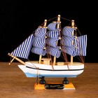 Корабль «Эмма , 16х5х16см, бело-синие паруса - фото 8879948
