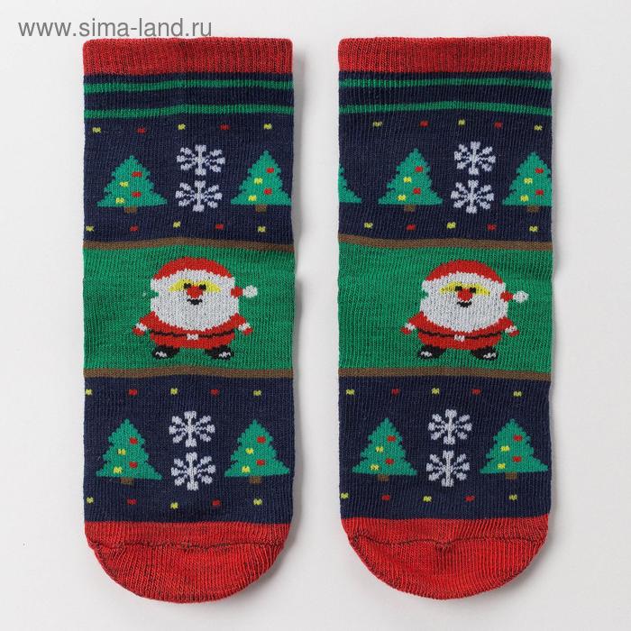 Носки детские «Дед Мороз», цвет зелёный, размер 14 16 - Фото 1