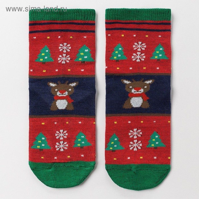 Носки детские «Дед мороз», цвет зелёный, размер 16-18 - Фото 1