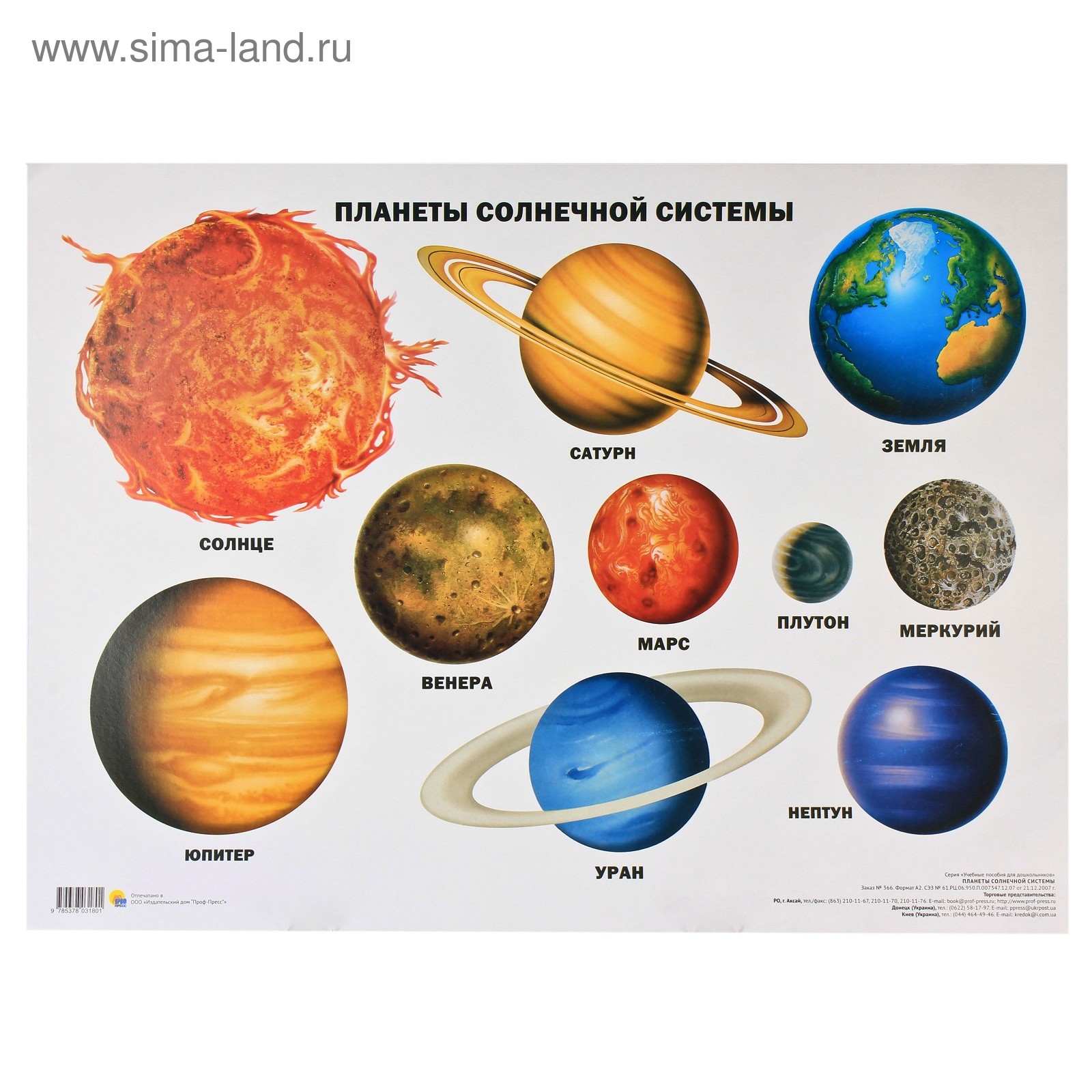 Плакат. Формат А2. Планеты солнечной системы