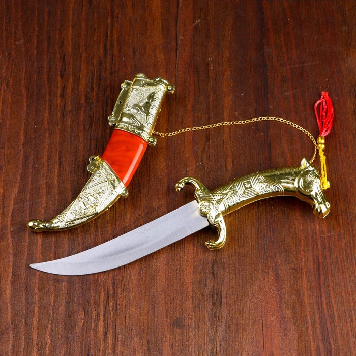 Сув. изделие нож, ножны серебро с красным, клинок 22 см - Фото 1