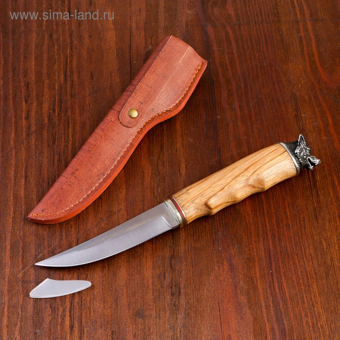 Нож охотничий "Торунн" 23,7см, клинок 110мм/3мм, дерево, с головой волка - Фото 1