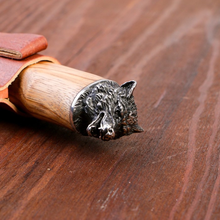 Нож охотничий "Торунн" 23,7см, клинок 110мм/3мм, дерево, с головой волка - фото 1905589362