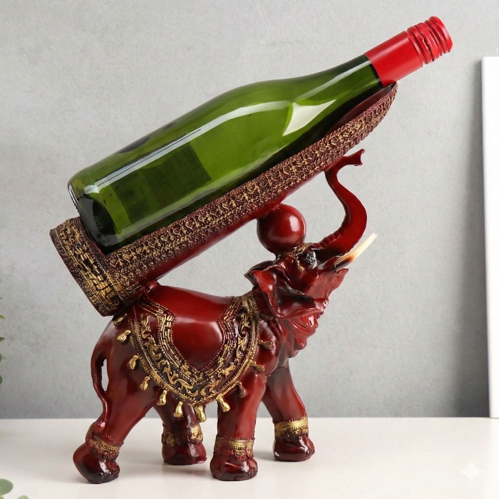 Подставка под бутылку полистоун «Слон с попоной с кисточками», 29×28×10.5 см - Фото 1