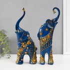 Набор фигурок полистоун «Синие слоны с оранжевыми стразами», 2 шт., 28.5×21×8.3 см - Фото 2