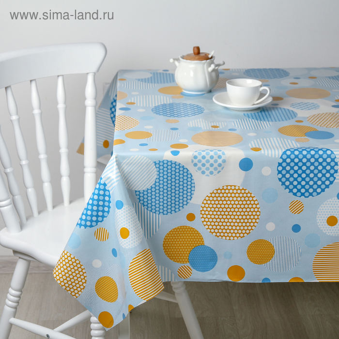Клеёнка столовая на тканевой основе «Диско», 1,28×25 м, цвет голубо-жёлтый - Фото 1
