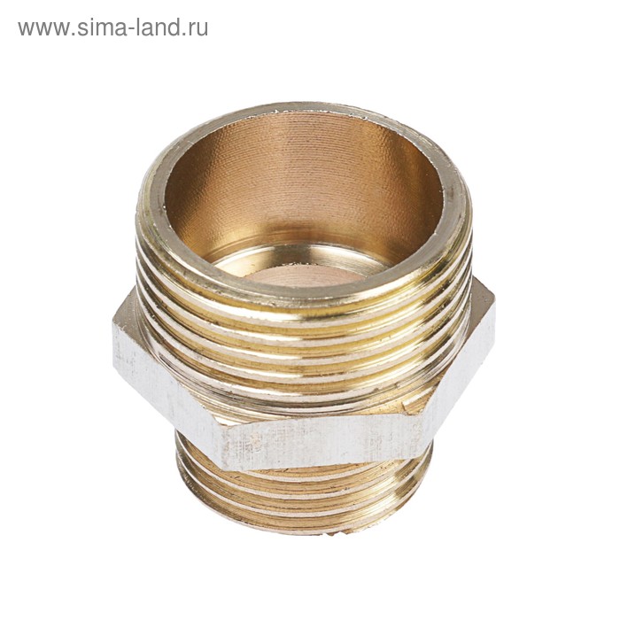 Ниппель OTMO, 3/4"x1/2", наружная/наружная резьба, никелированная латунь - Фото 1