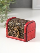 Шкатулка для украшений «Сундучок. Золотые завитки на чёрном», дерево, состаренная, 6×8×5.5 см  (артикул 4461662)  большой выбор товаров оптом и в розницу по низким ценам с доставкой