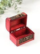 Шкатулка для украшений «Сундучок. Золотые завитки на чёрном», дерево, состаренная, 6×8×5.5 см  (артикул 4461662)  большой выбор товаров оптом и в розницу по низким ценам с доставкой