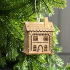 Ёлочная игрушка «Резной домик», 9×5×7 см, 1 LED, от батареек, свечение тёплое белое - Фото 2