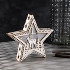 Светодиодная фигура «Звезда с оленем» 21 × 21 × 5 см, дерево, батарейки АААх2 (не в комплекте), свечение тёплое белое - Фото 2