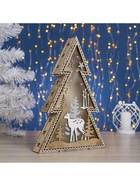 Светодиодная фигура «Ёлка с оленем» 20×30×5 см, дерево, батарейки ААх2 (не в комплекте), свечение тёплое белое 4364310